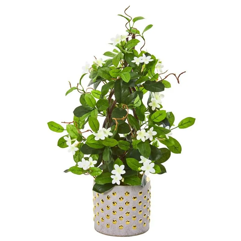 25" Stephanotis Artificial Climbing Plant in Designer Planter