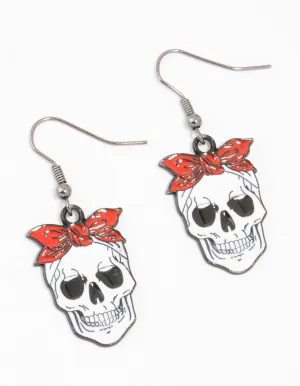 Acrylic Skeleton With A Bow Drop Earrings