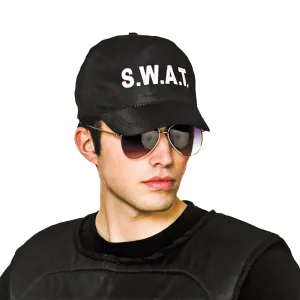 Adults SWAT Cap Black Ops Police Uniform Fancy Dress