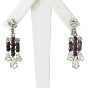 Amethyst & Diamanté Earrings from Austria