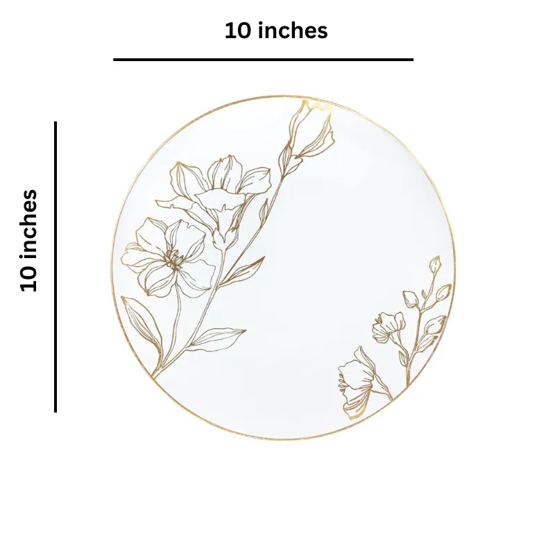 Antique Gold Floral Dinner Plates 10″