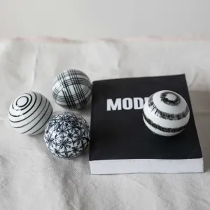 Black & White Stoneware Orb - 4 Styles