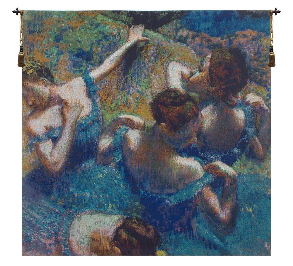 Blue Dancers Belgian Tapestry Wall Hanging by Edgar Degas