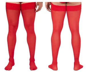 CandyMan 99533 Mesh Thigh Highs Color Red