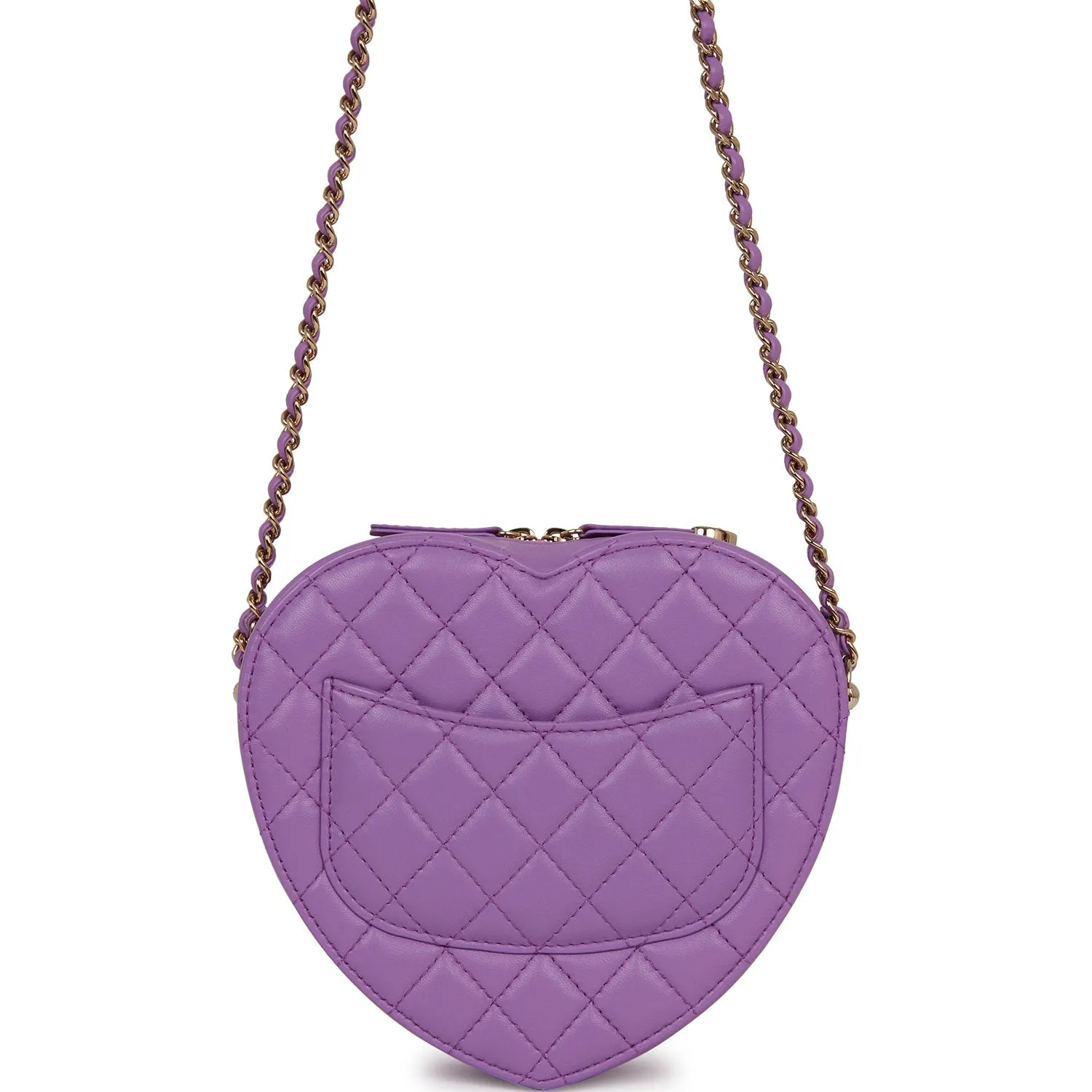 Chanel CC In Love Large Heart-Shaped Bag - Purple Lambskin with Light Gold Hardware