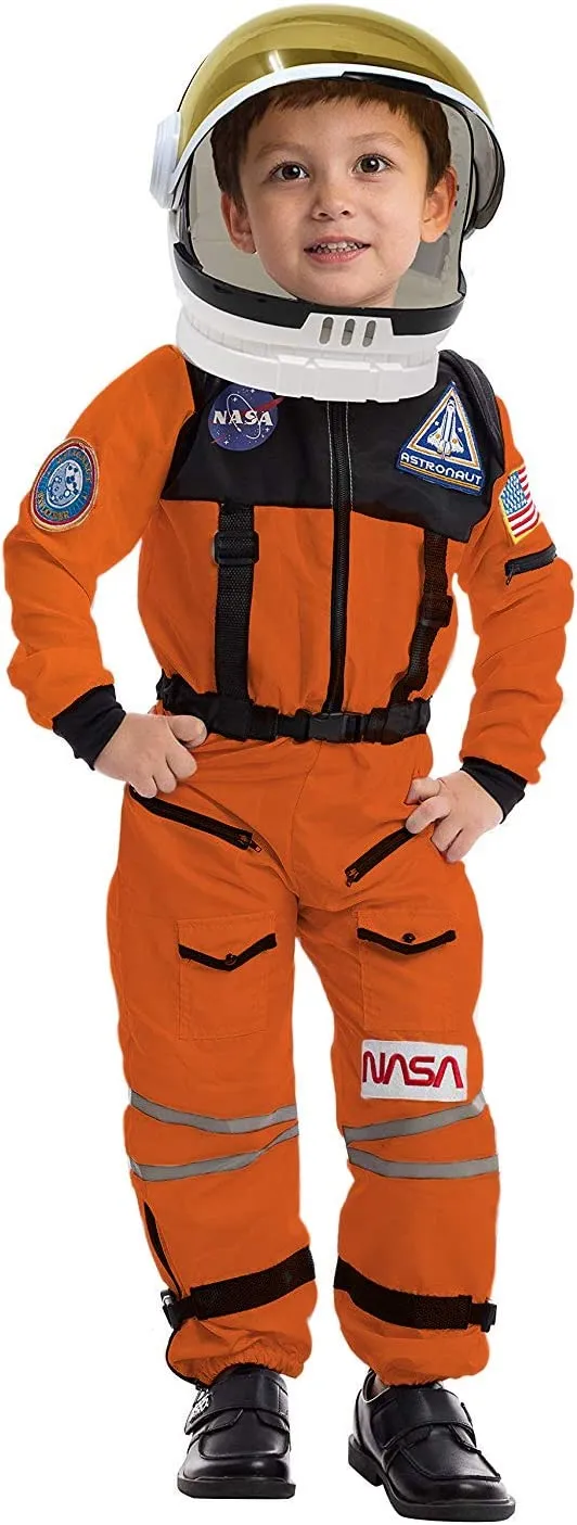 Child Unisex Astronaut Orange Costume with Helmet