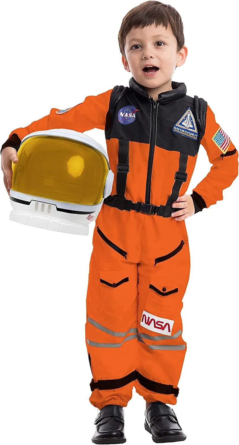 Child Unisex Astronaut Orange Costume with Helmet