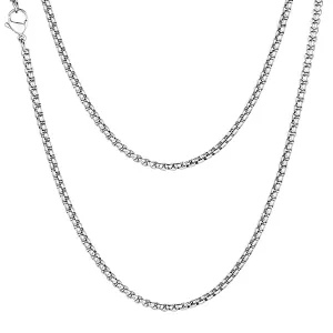 Classy Men 3mm Silver Box Chain Necklace