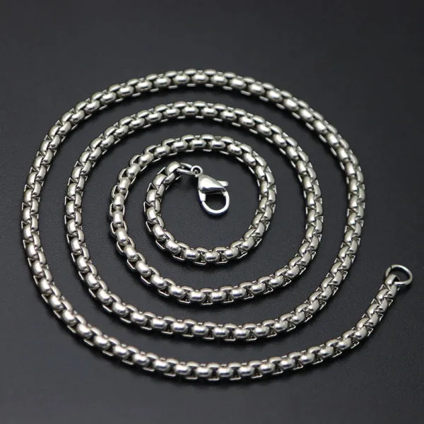 Classy Men 3mm Silver Box Chain Necklace