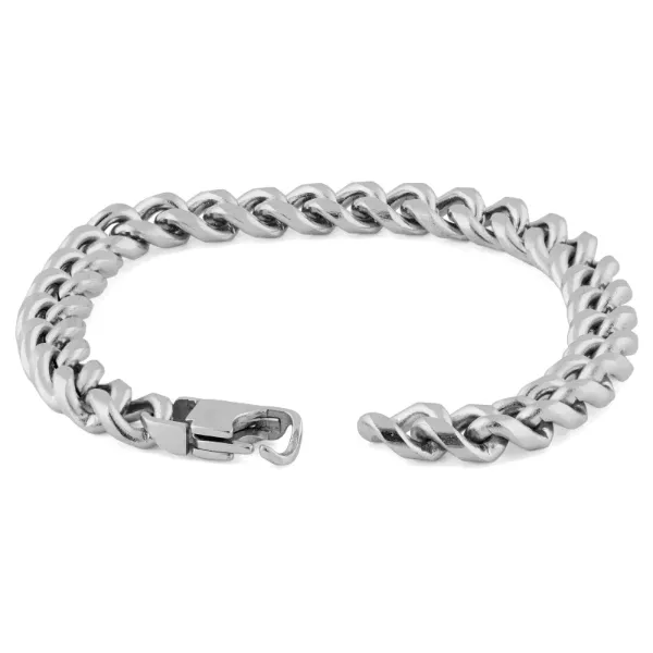 Classy Men 8mm Silver-Toned Chain Bracelet