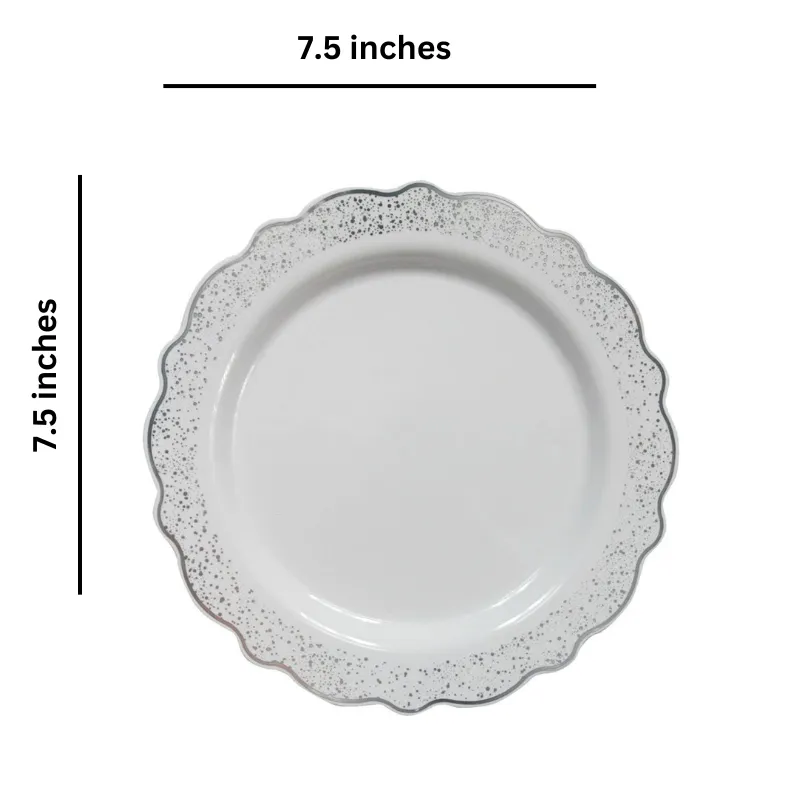 Confetti Collections Plate White Silver 7.5"