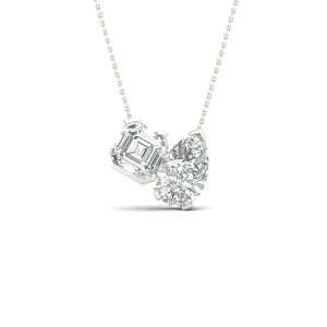 Cushion Pear Diamond Two-Stone Necklace