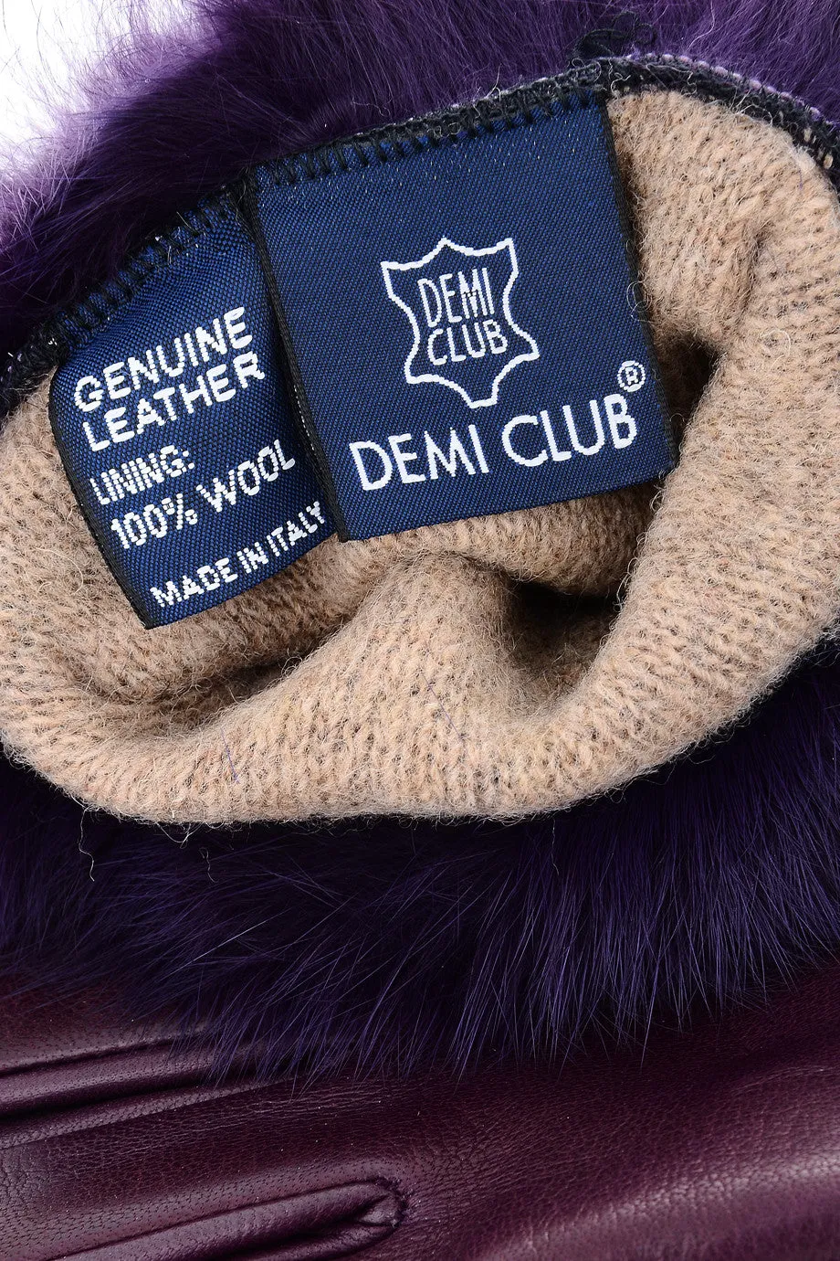 DEMI INGEBORG Purple Leather Fur Women Gloves