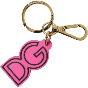 Dolce & Gabbana Chic Gold and Pink Keychain Elegance