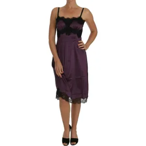 Dolce & Gabbana Elegant Purple Silk Lace Chemise Dress