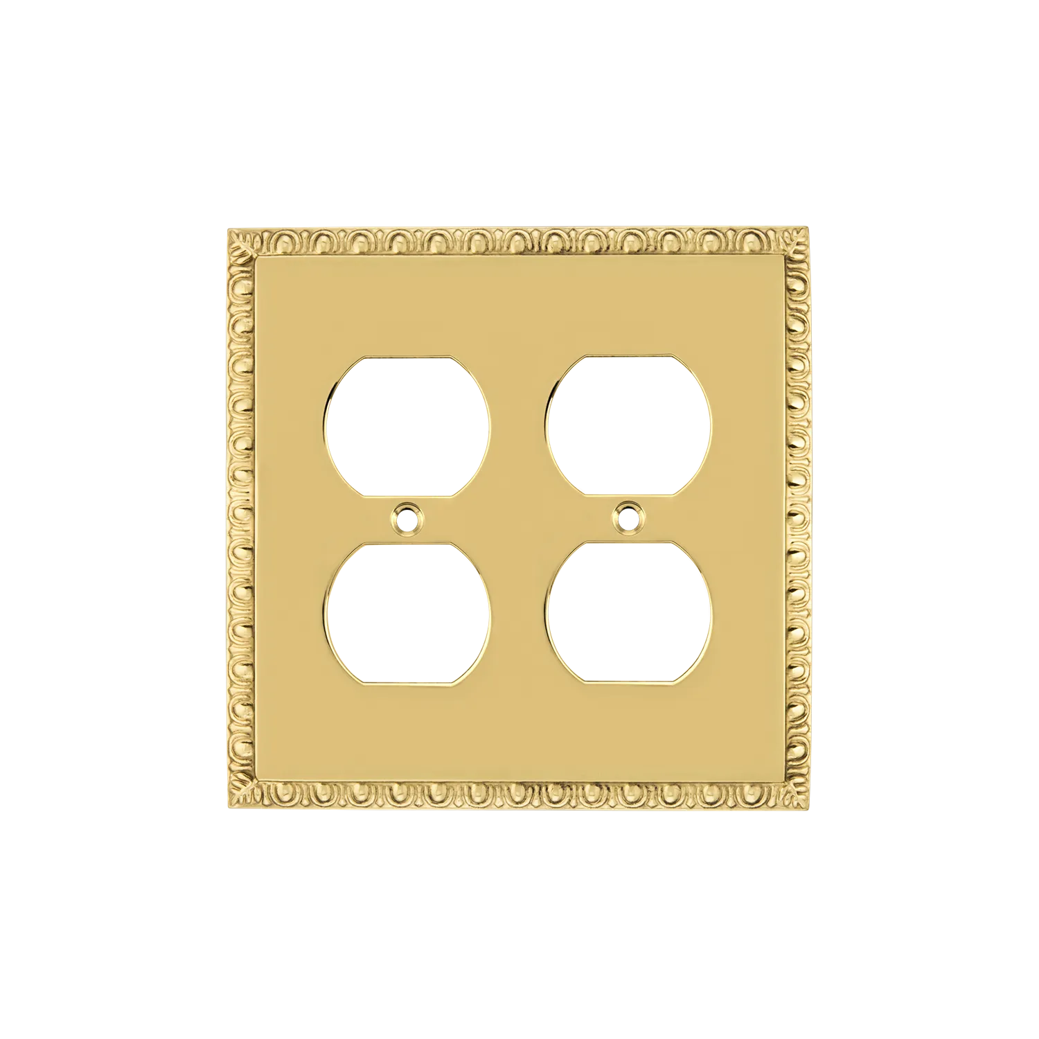 Egg & Dart Switch Plate with Double Outlet in Polished Brass