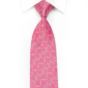 Elle Homme Men's Crystal Silk Necktie Celtic Knots On Pink With Silver Sparkles