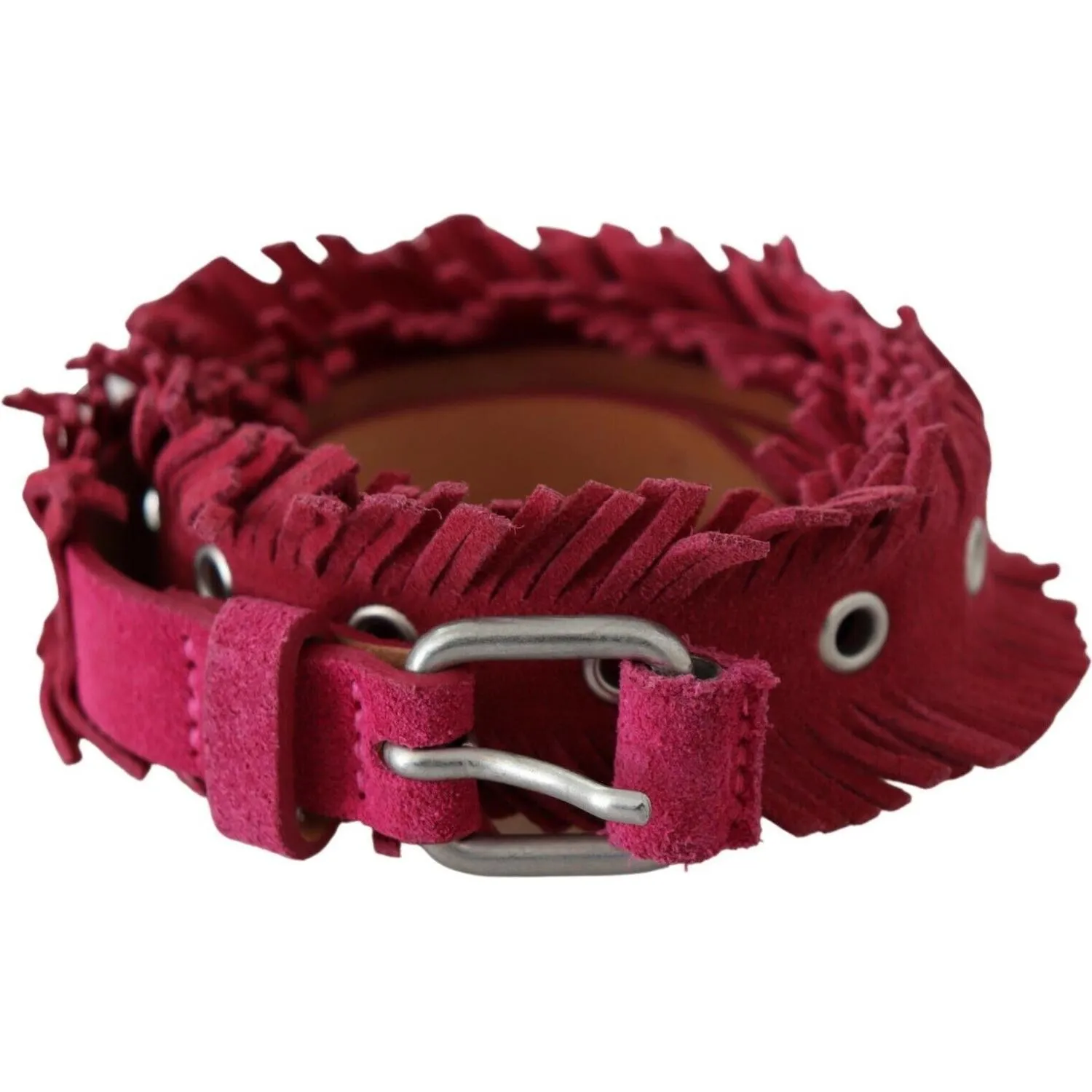 Ermanno Scervino Elegant Maroon Double Buckle Leather Belt