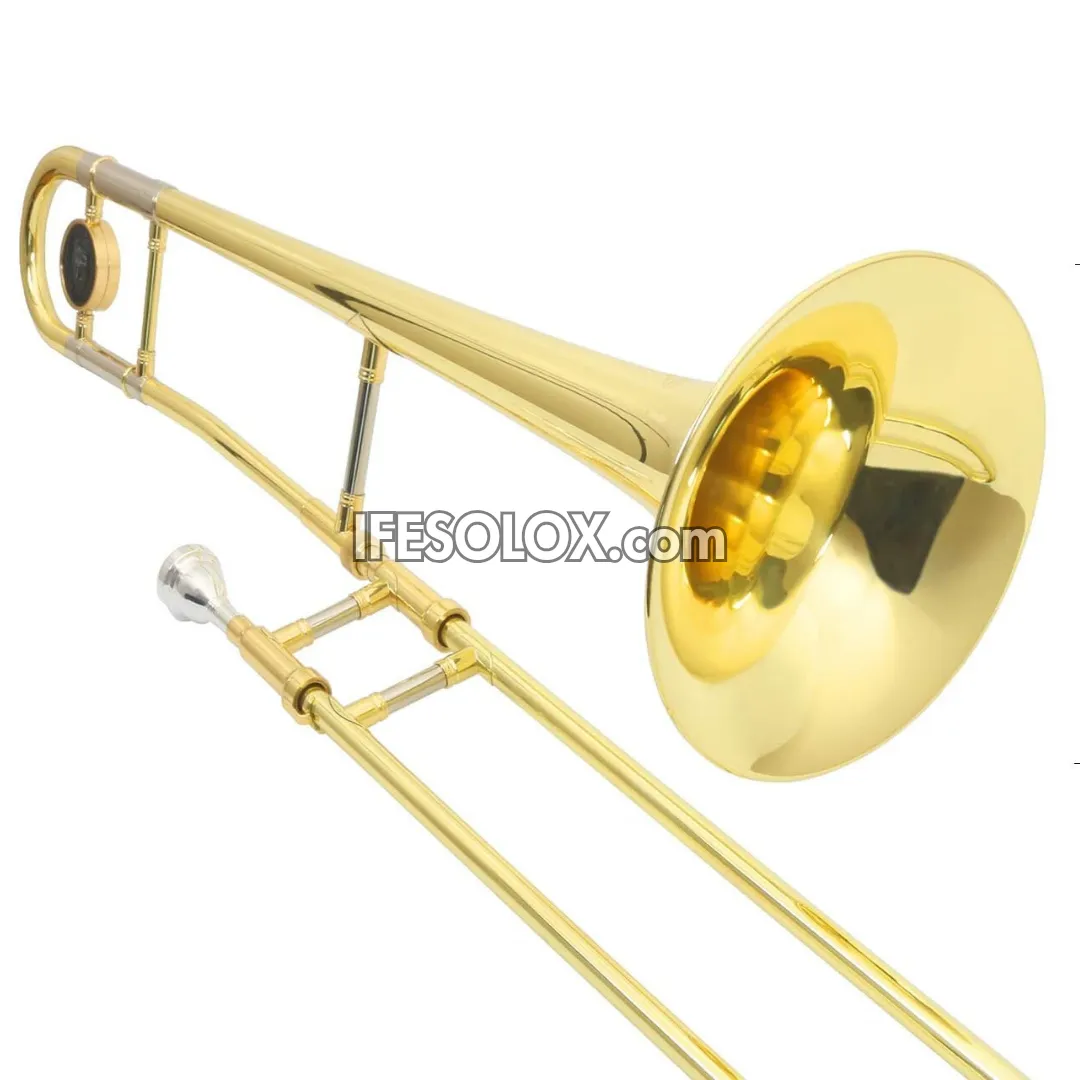 Gold B-Flat Tenor Slide Trombone for Beginners, Professionals and Concerts - Brand New