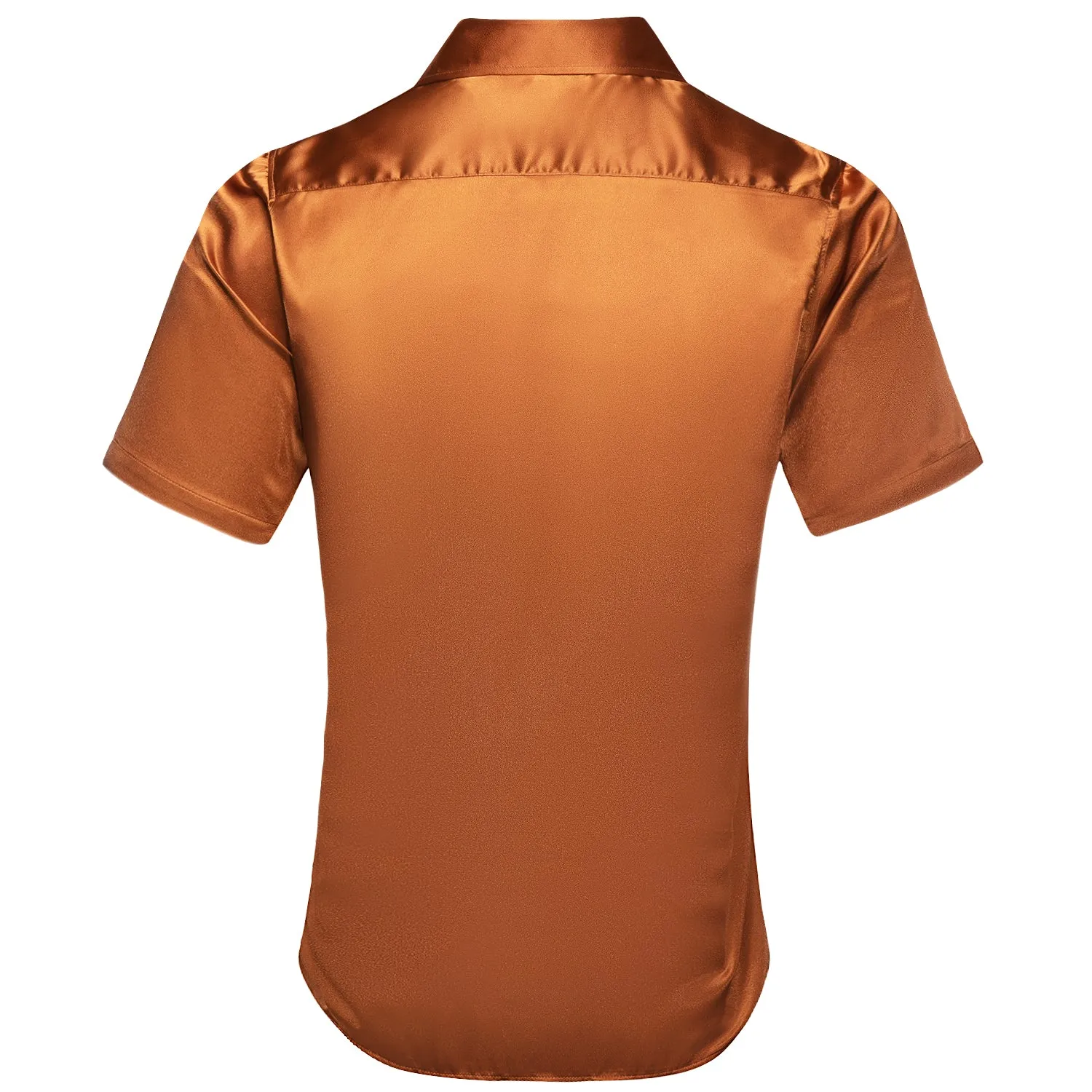 Gold Solid Satin Men's Short Sleeve Shirt