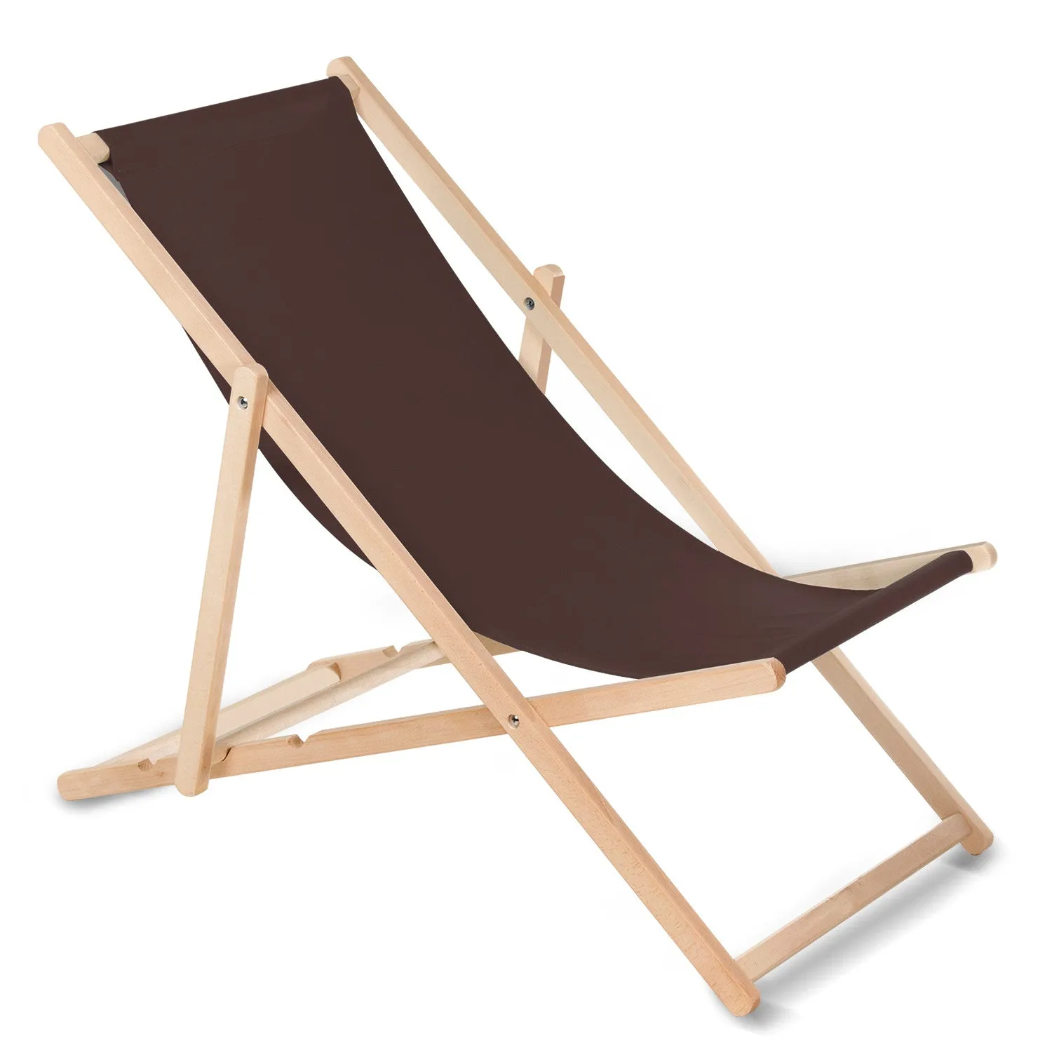 GreenBlue GB183 Classic Folding Lounger in Brown Beech