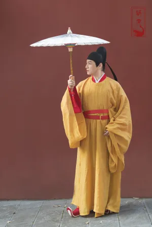 Guan Wen 观文 Reading Literature Northern Song Restoration Men's Court Official Yuanlingpao Round Collar Robe