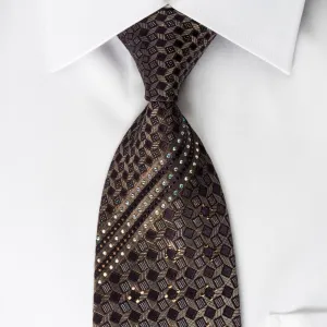 Guy Laroche Rhinestone Tie Gray Silver Geometric With Silver Sparkles