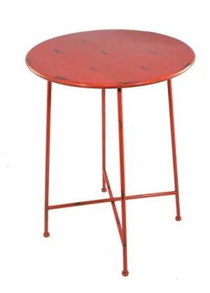 Industrial Side Table / Bistro Table Shabby Chic Metal (Red)