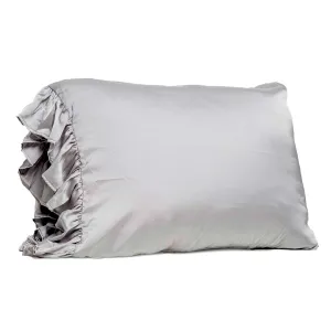 King Satin Ruffle Pillow - Grey