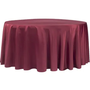 Lamour Satin 132" Round Tablecloth - Burgundy