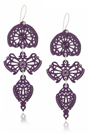 LEAVES Purple Wooden Earrings