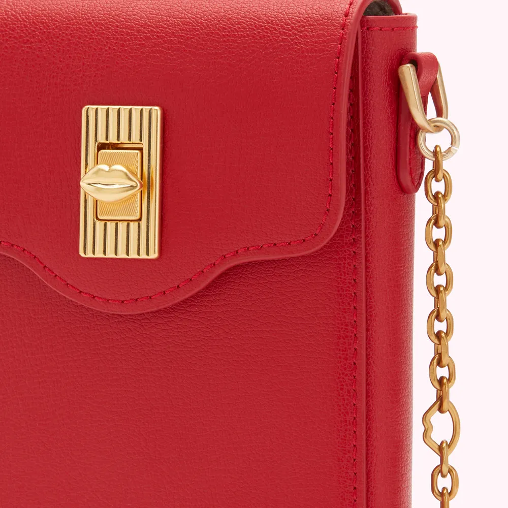 LULU RED LEATHER RITA CROSSBODY MINI BAG