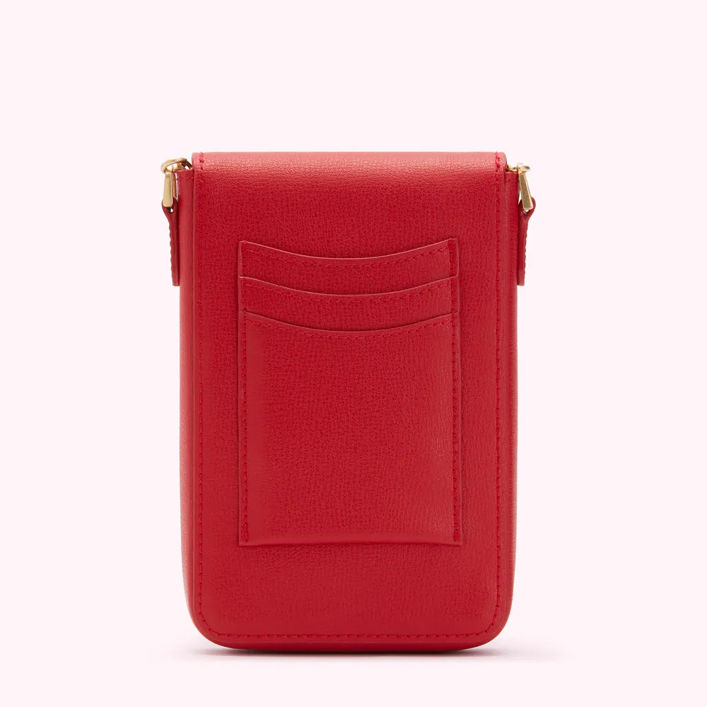 LULU RED LEATHER RITA CROSSBODY MINI BAG