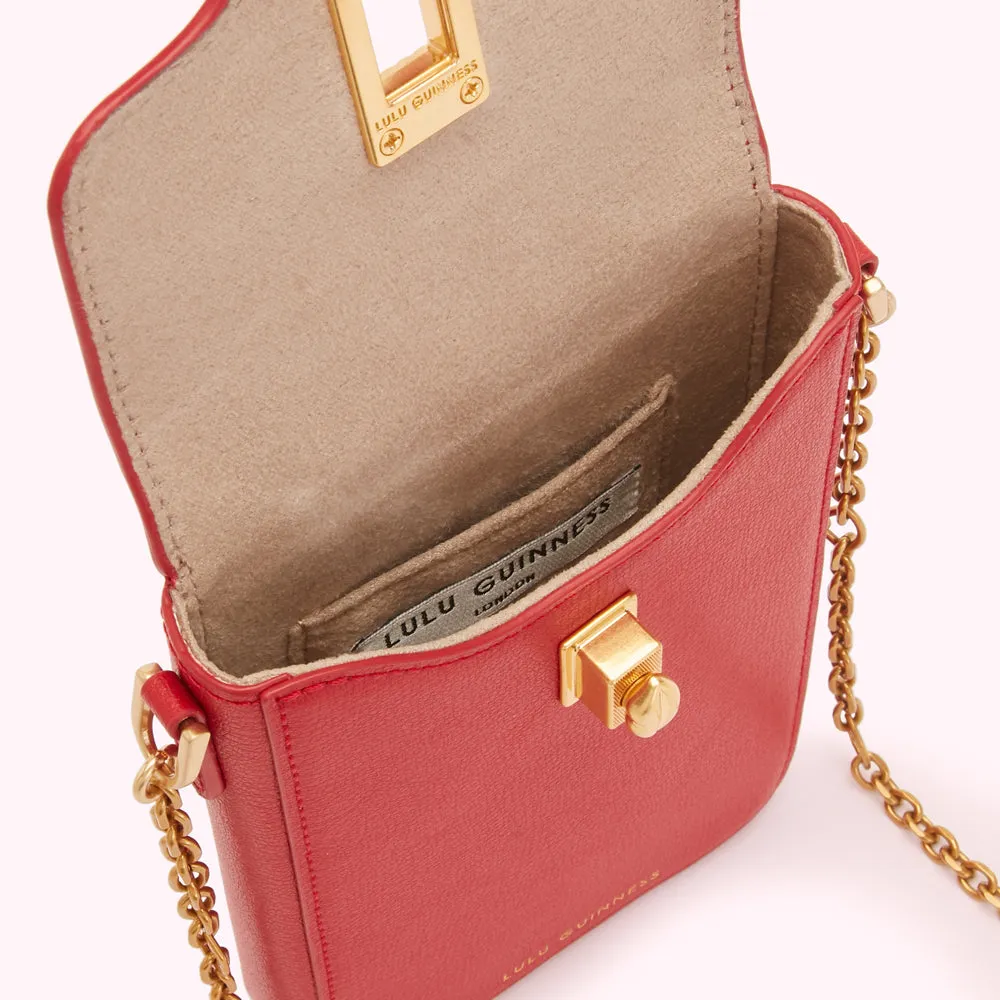 LULU RED LEATHER RITA CROSSBODY MINI BAG