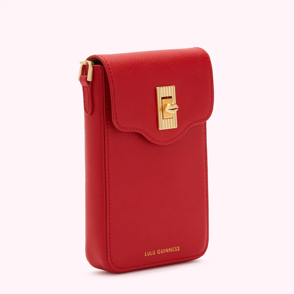 LULU RED LEATHER RITA CROSSBODY MINI BAG