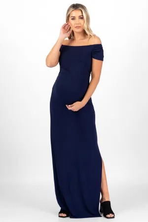 Maternity Short Sleeve Ruched Bodycon Dress with Side Slit