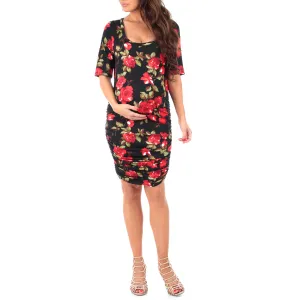 Maternity Side Ruched Floral Dress