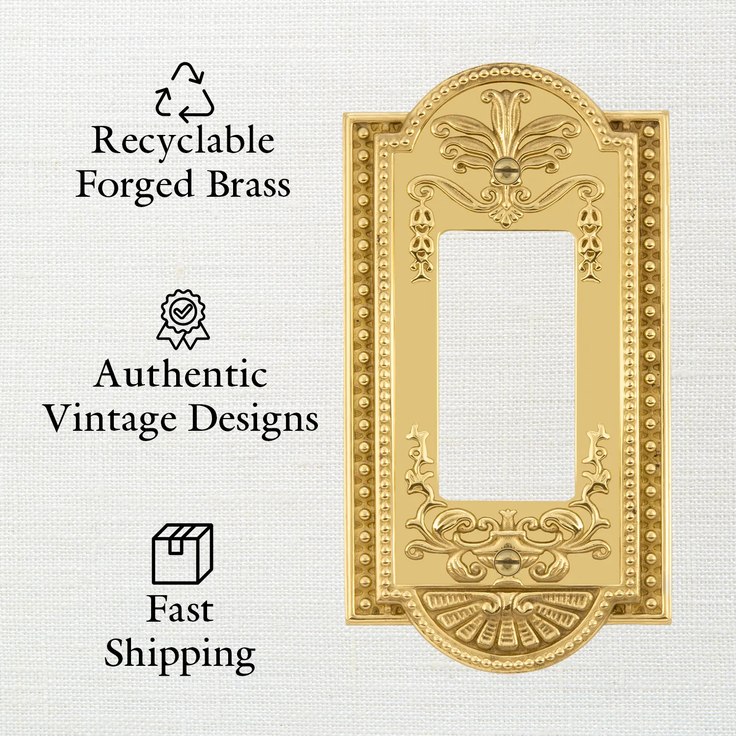 Meadows Switch Plate with Outlet in Antique Brass