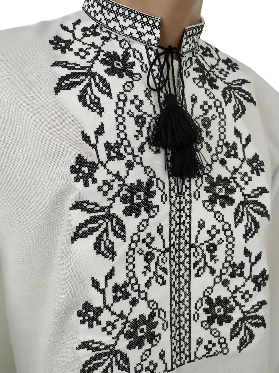 Men's embroidered shirt with a black pattern