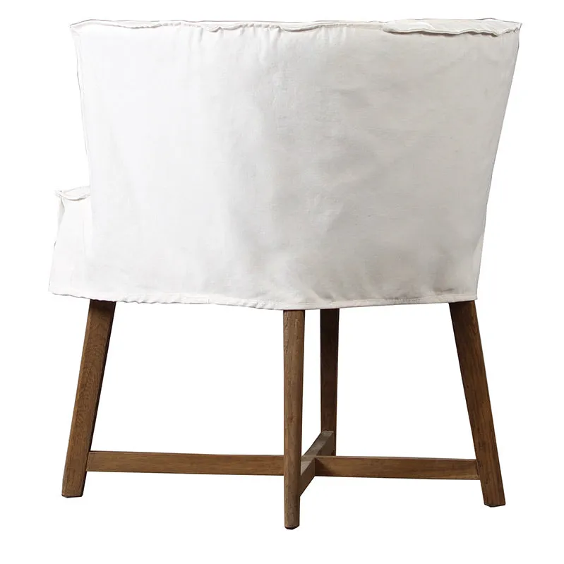 Miami Luxurious Modern Oak & Stone Washed Cotton Dining Chair