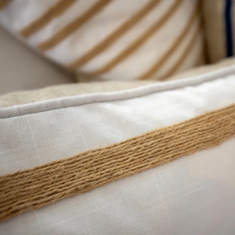 Mirage Haven Hallie White and Hemp 30x50cm Triple Stripe Cushion Cover