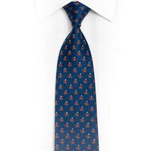 Monogram On Blue Rhinestone Silk Tie