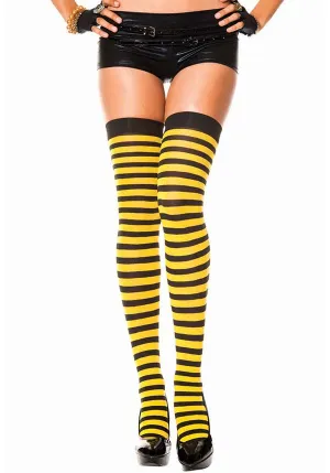 Opaque Striped [Black/Yellow] | THIGH HIGH