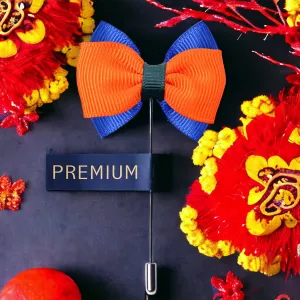 Peluche The Graceful Bow Orange and Blue Brooch