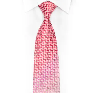 Pink Purple Geometric Rhinestone Silk Necktie With Silver Sparkles