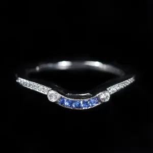 Platinum Sapphire and Diamond Curved Band