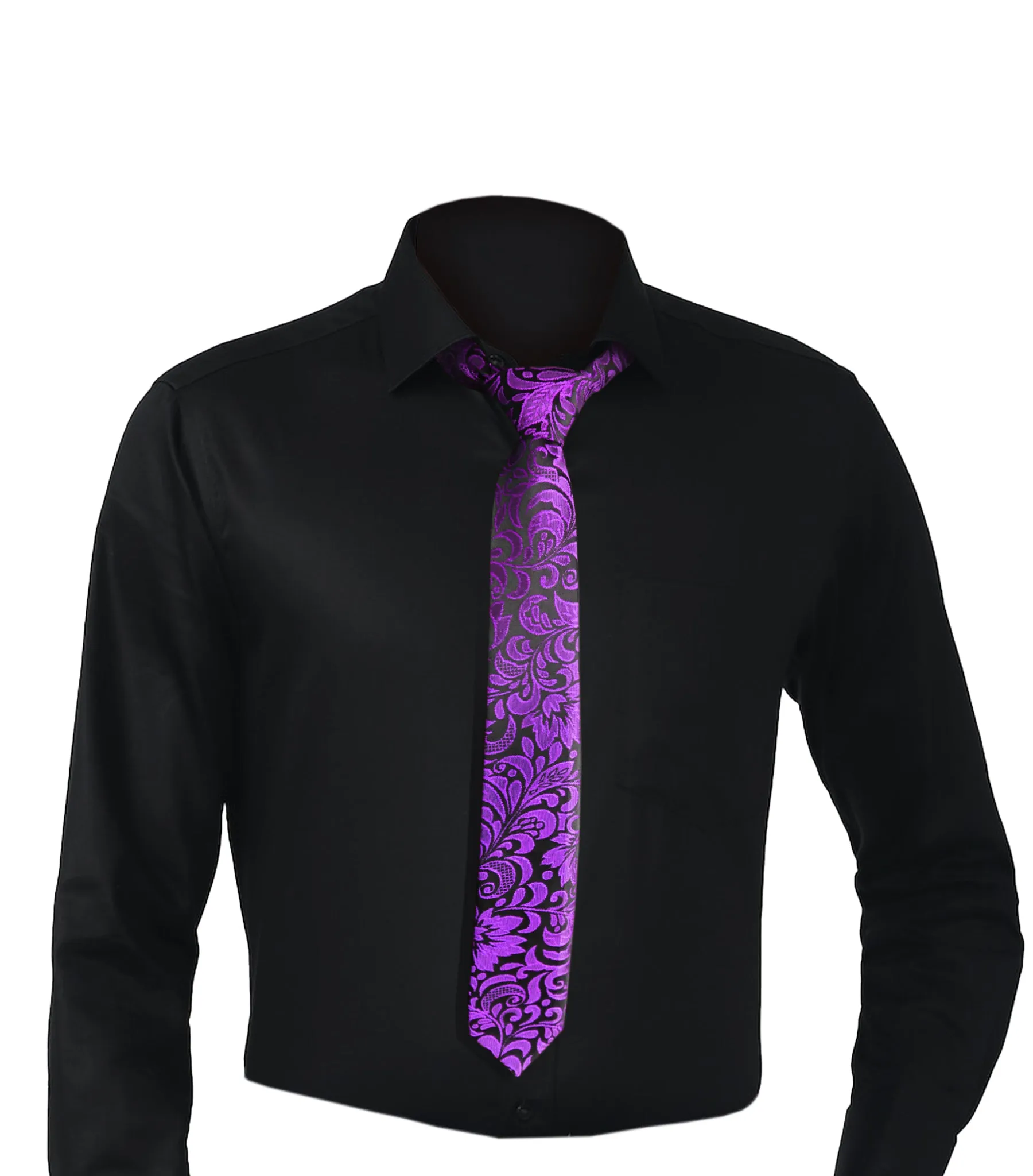 Purple tie with elegant Black and Purple brocade Vc200 | high-quality necktie