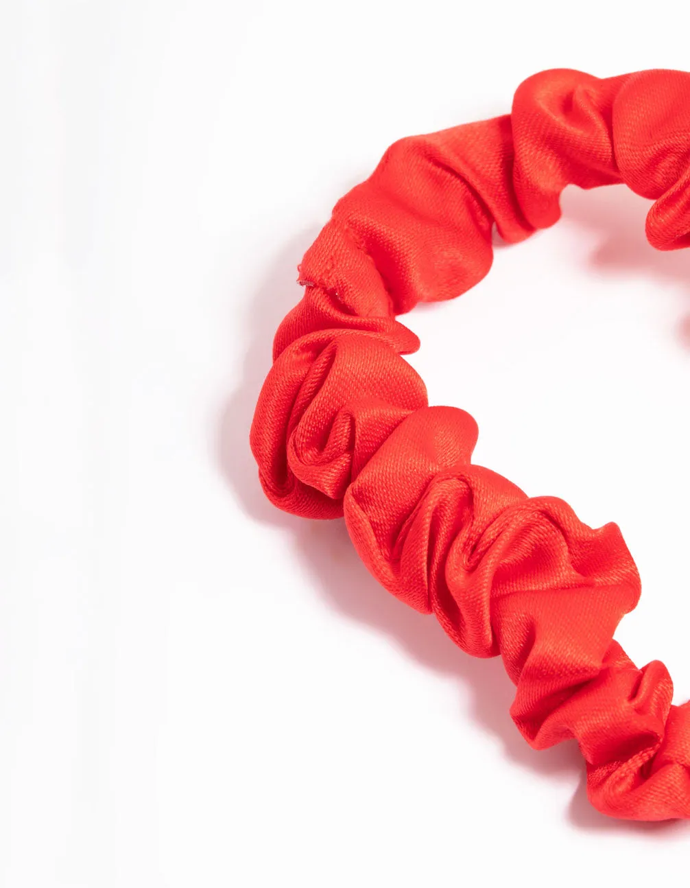 Red Fabric Clamp Thin Scrunchie