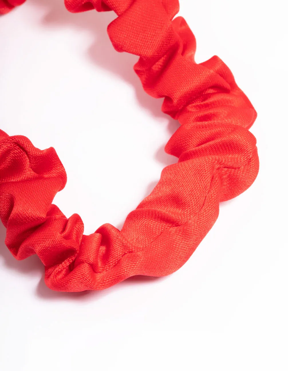 Red Fabric Clamp Thin Scrunchie