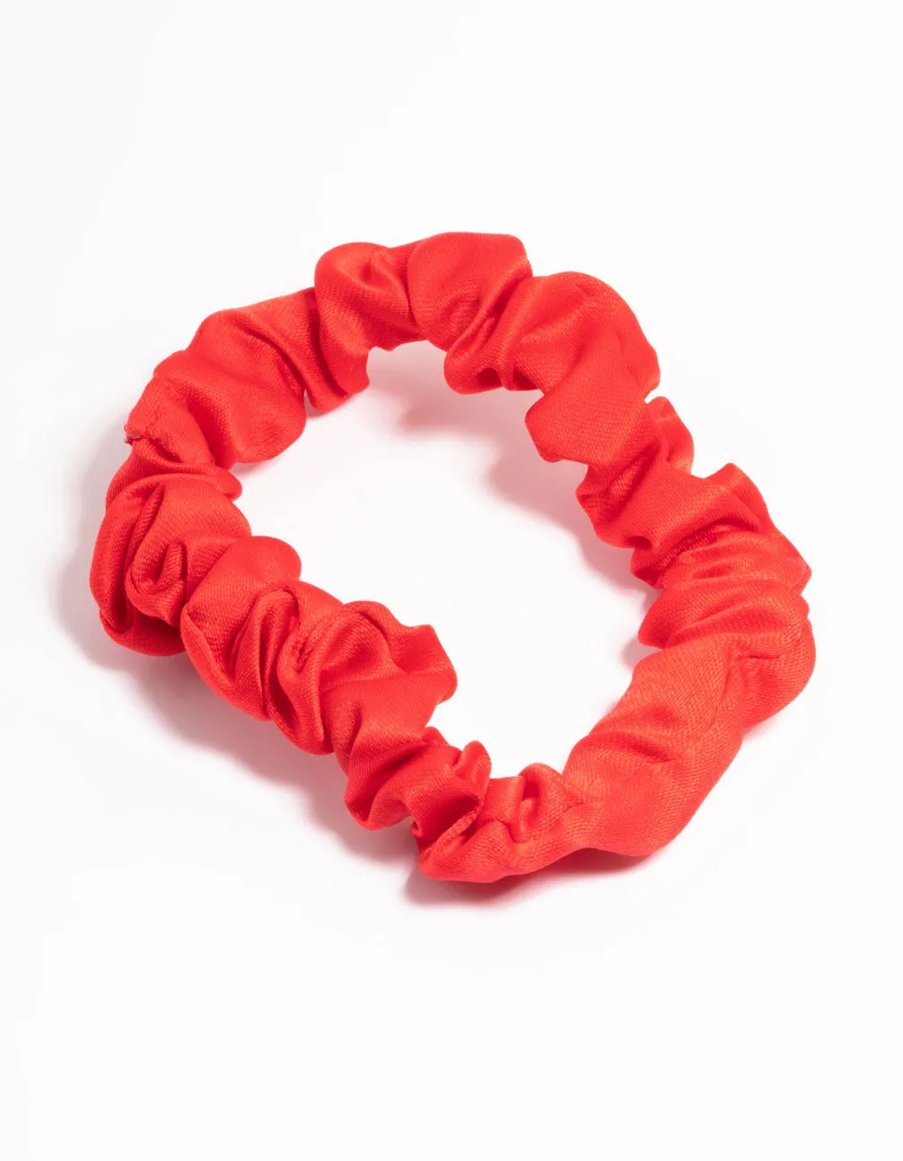 Red Fabric Clamp Thin Scrunchie